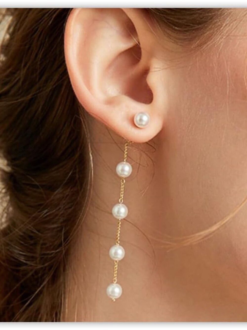 Pearl Earrings for Women, Gold Pearl Drop Earrings for Grils Boho Silver Dangle